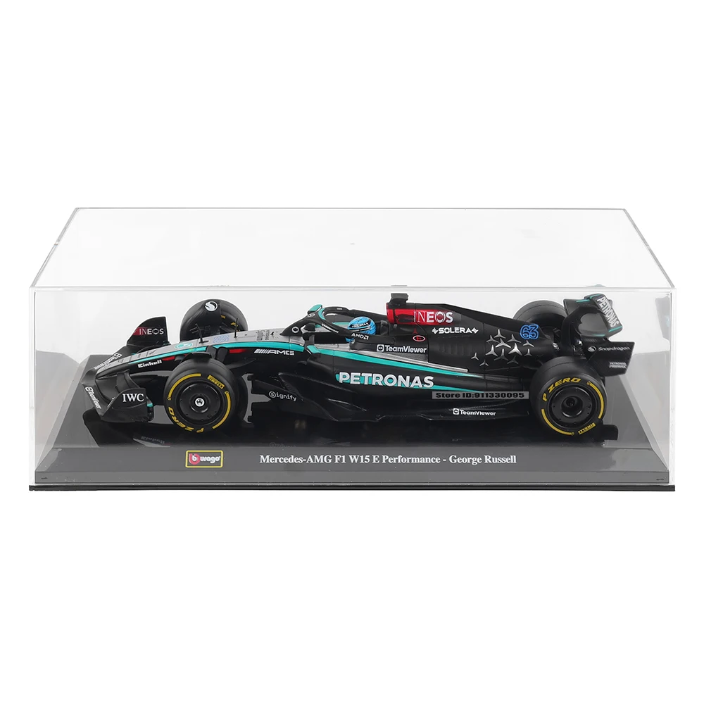 Bburago 1:24 2024 F1 فريق Mercedes-AMG Formula One # 44 لويس هاميلتون # 63 جورج راسل نموذج سيارة نموذج مجموعة لعبة هدية