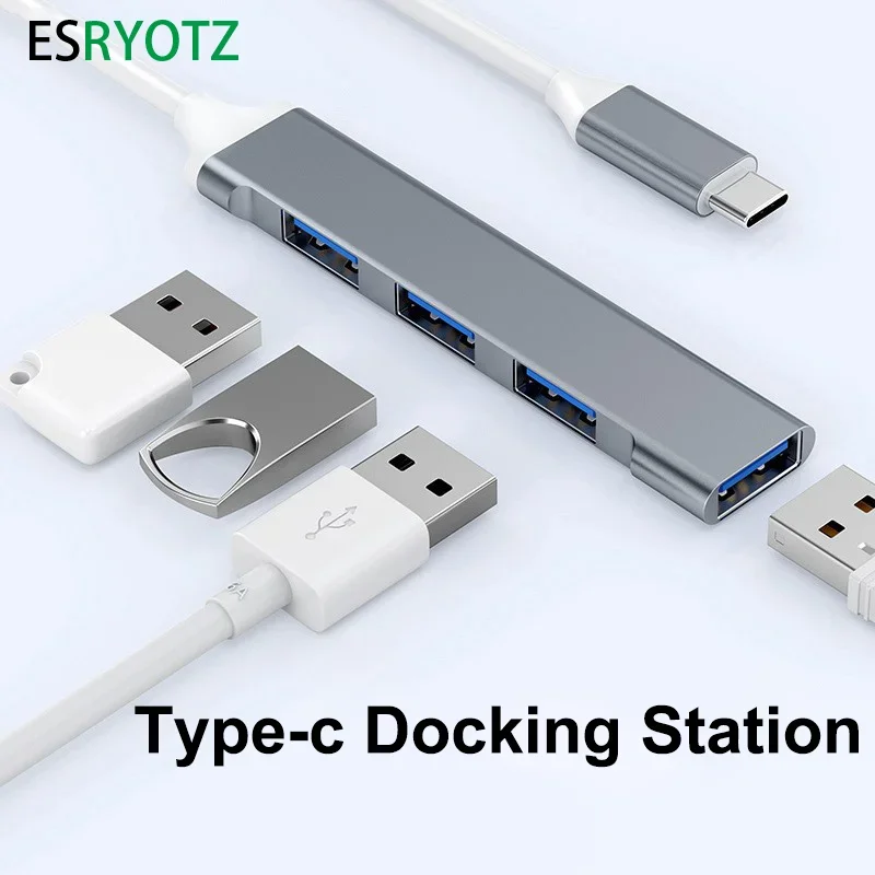 USB Type C HUB MINI USB2/3 Multi 4 Port 4 in 1 Aluminum Alloy Splitter Adapter OTG For Samsung Macbook Pro Air PC Notebook