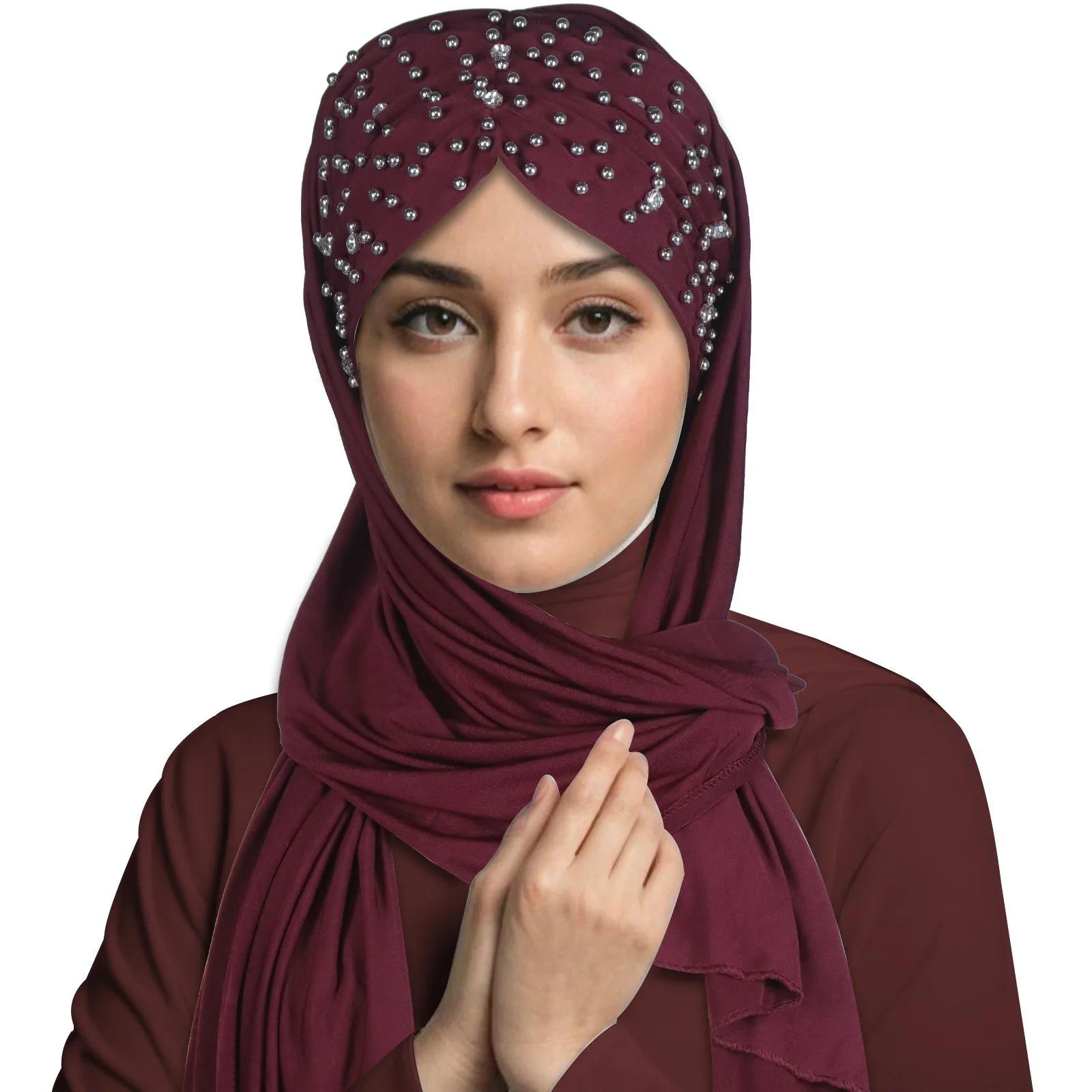 

Turban Instant Hijabs Scarf With Diamonds Jersey Caps Bonnet Muslim Women Scarf Pull On Ready Wear Wrap Headscarf Headband Cover