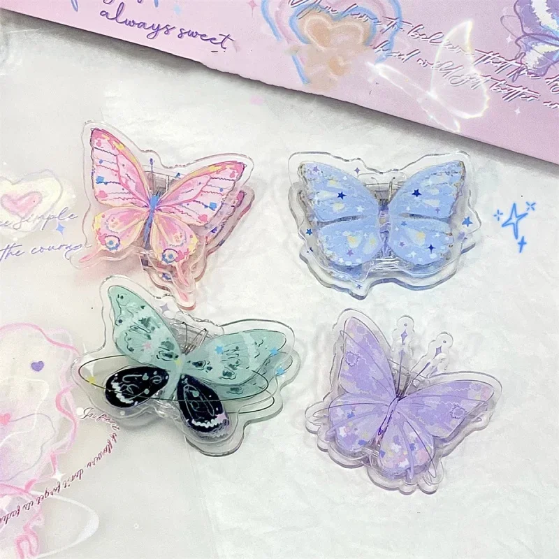 Butterfly Style Paper Clip Acrylic Retro Butterfly Non-sticky Memo Pad Clip Kawaii Snack Seal Binder Clip Kpop Photocard Paper