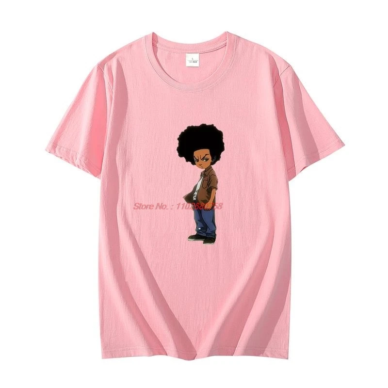 Summer fashion t shirt for men Boondocks Rapper Huey Freeman cotton T-shirt Harajuku graphic t shirts Streetwear Men's clothing