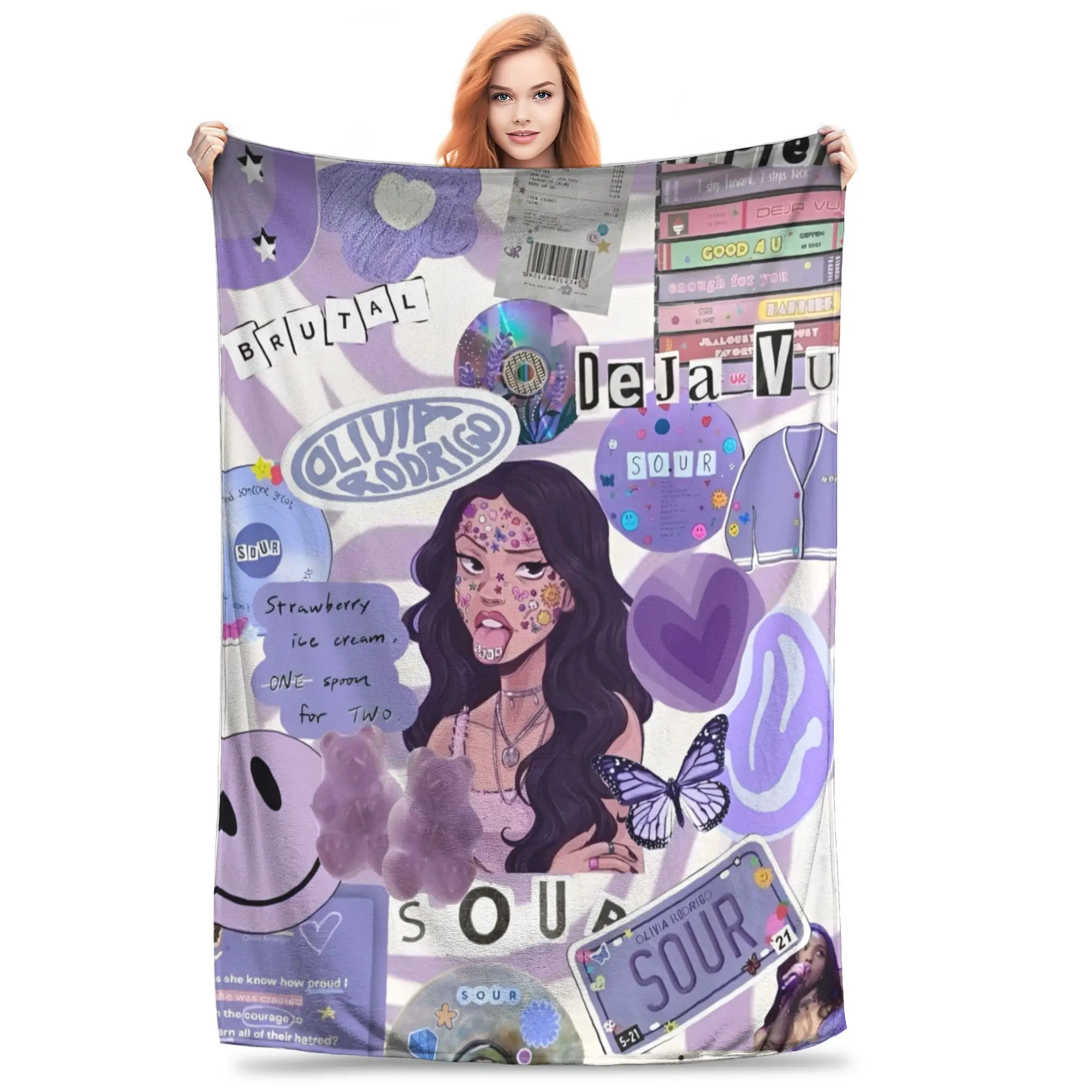 O-Olivia Vampire Rodrigos Sour Accessories GUTS Mantas de franela Manta para sofá Dormitorio Edredón fino de felpa ligero,