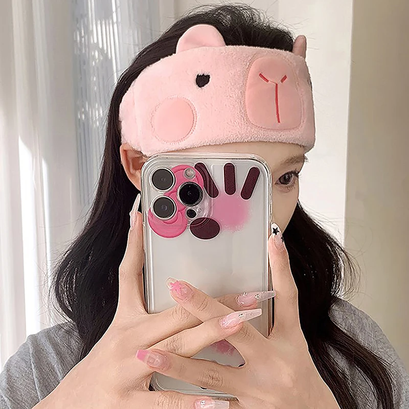 Cartoon Kapibala Korallen Fleece Stirnband Schnell Trocknend Mit Wasser Absorption Capybara Waschen Gesicht Stirnband Make-Up Entferner Haar Abdeckung