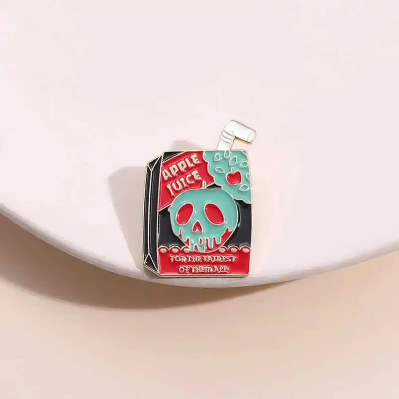 Cartoon Drink Box Enamel Pins Creative Milk Box Lemonade Happy Apple Juice Metal Brooches Lapel Badge Jewelry Gifts For Friends