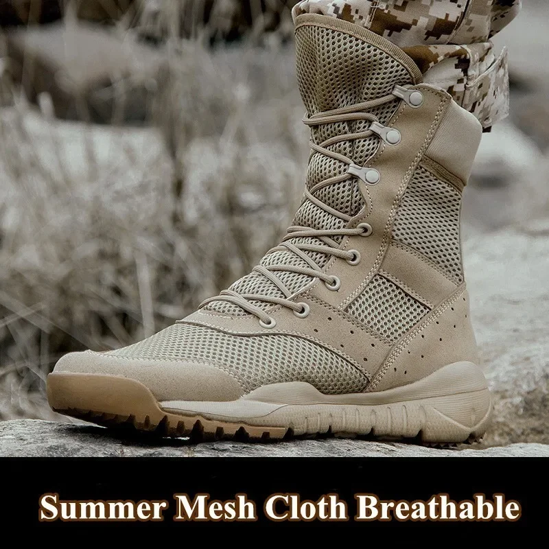 35-47 Size Men Women Ultrallight Outdoor Climbing Shoes Tactical Training Boots Summer Breathable Mesh Hiking Desert Boot