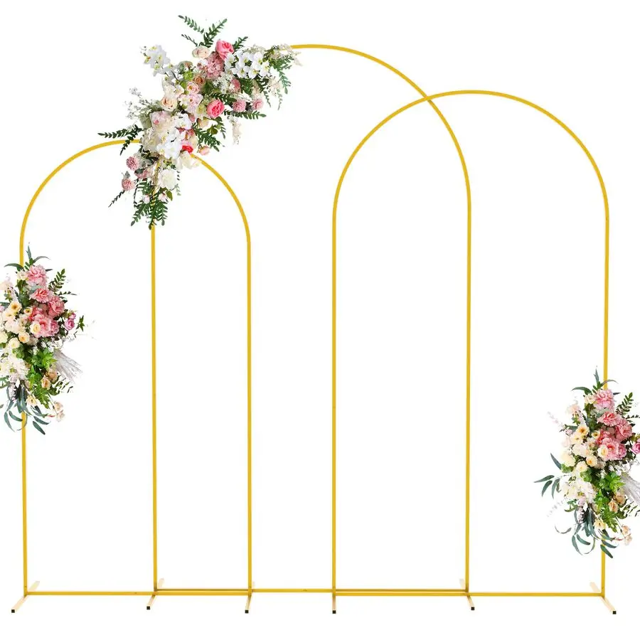 

Wedding Arch Backdrop Stand 8FT, 7.2FT, 6.6FT Set of 3 Gold Metal Arch Backdrop Stand for Wedding Ceremony Baby Shower Birthday