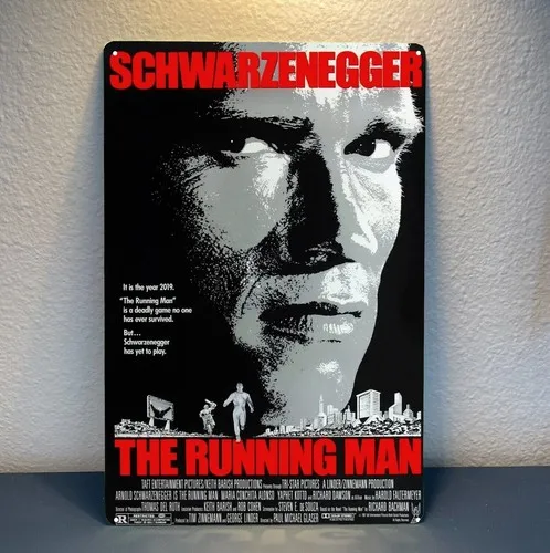 The Running Man Arnold Schwarzenegger Movie Metal Poster Tin Sign 20x30cm Plaque