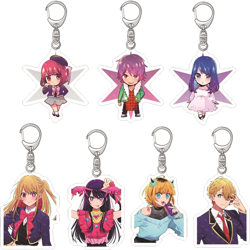 55MM Anime Oshi no Ko ‌ Llavero de Acrílico con Figuras de Kotobuki Minami Hoshino, Akuamarin Hoshino, Ai Hoshino y Rubii, Regalos