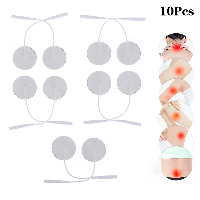 

10Pcs Nonwovens Circular Pin Type Electrode Pads Electrostimulation Patches Self Adhesive Electrodes Physiotherapy Massager