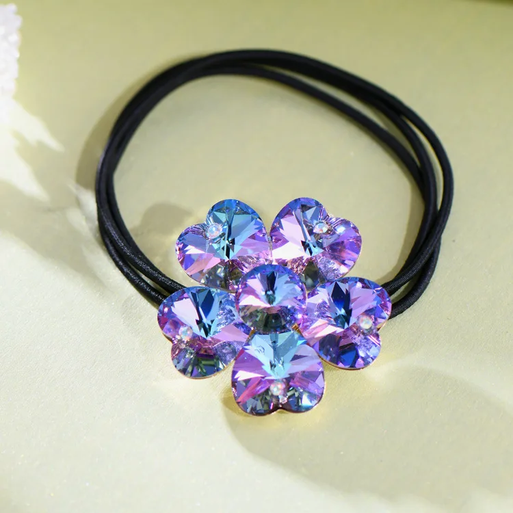 Crystal Flower hair rope headband Austrian Crystal Diamond Rubber Band Diamond Adult Simple Korean version