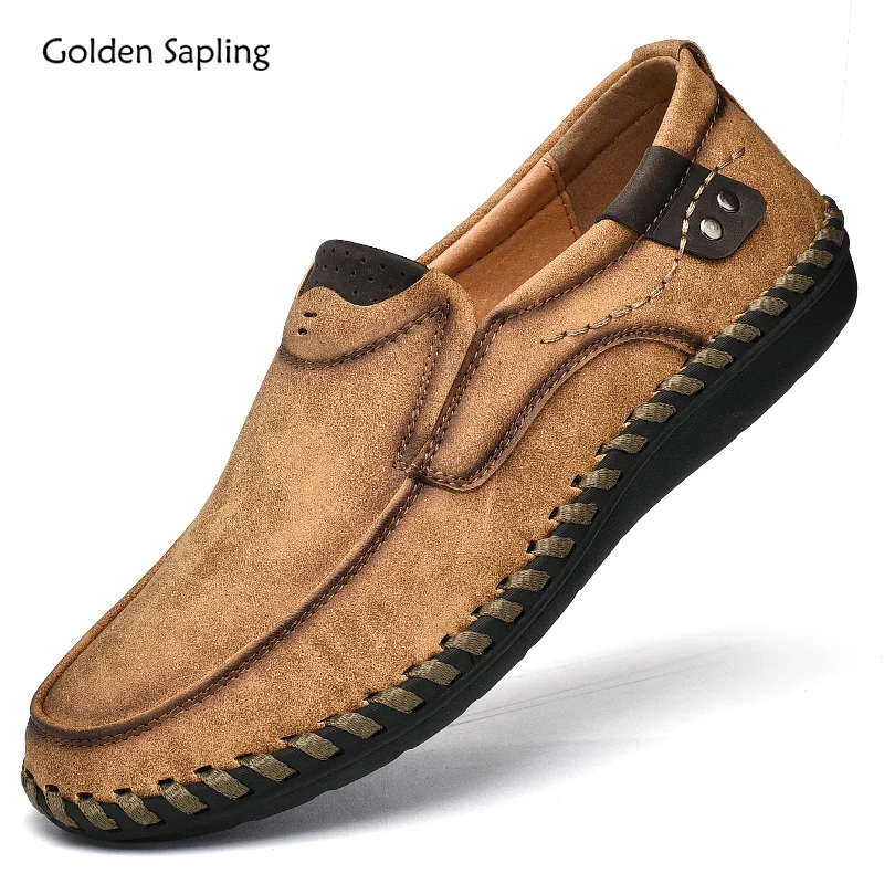 

Golden Sapling Moccasins Men's Casual Shoes Comfortable Office Flats Leisure Party Loafers Retro Leather Shoes Men Slip on Flat