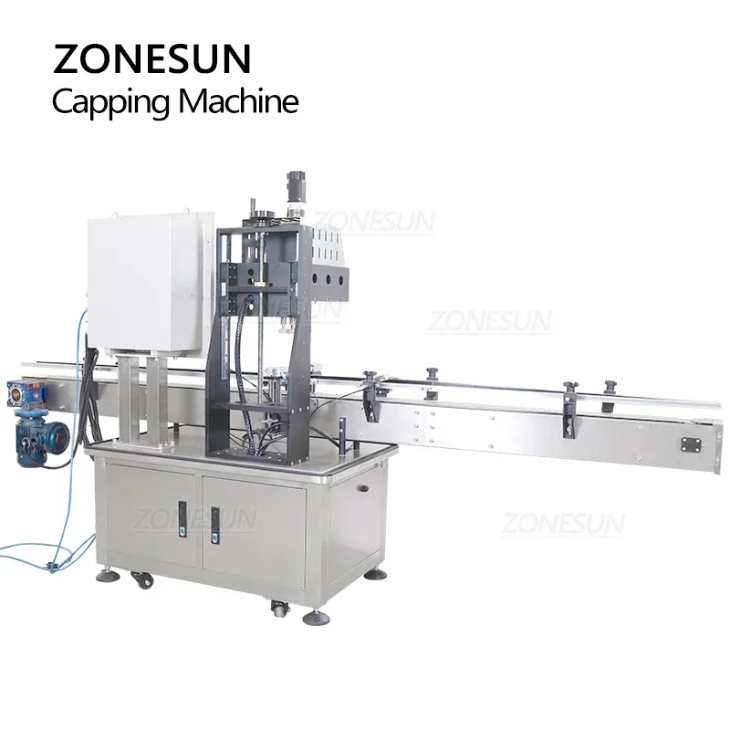 ZONESUN ZS-VTCM1 공압 자동 스프레이 드로퍼 플라스틱 유리 병 Ex-proof 캡핑 기계 E-juice Jar Cap Screwer