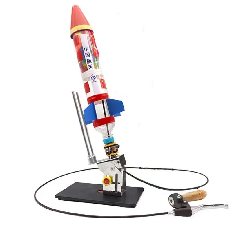 Water rocket launcher with parachute, a full set of production materials, handmade by children DIY