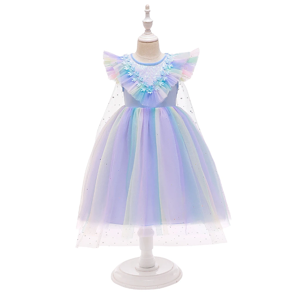 Klassisches Schneeprinzen-Partykostüm für Mädchen, Karneval, Halloween, Weihnachten, Tüll-Geburtstagskleid, Ballkleid, Mädchen-Cartoon-Kleid – Detail 5