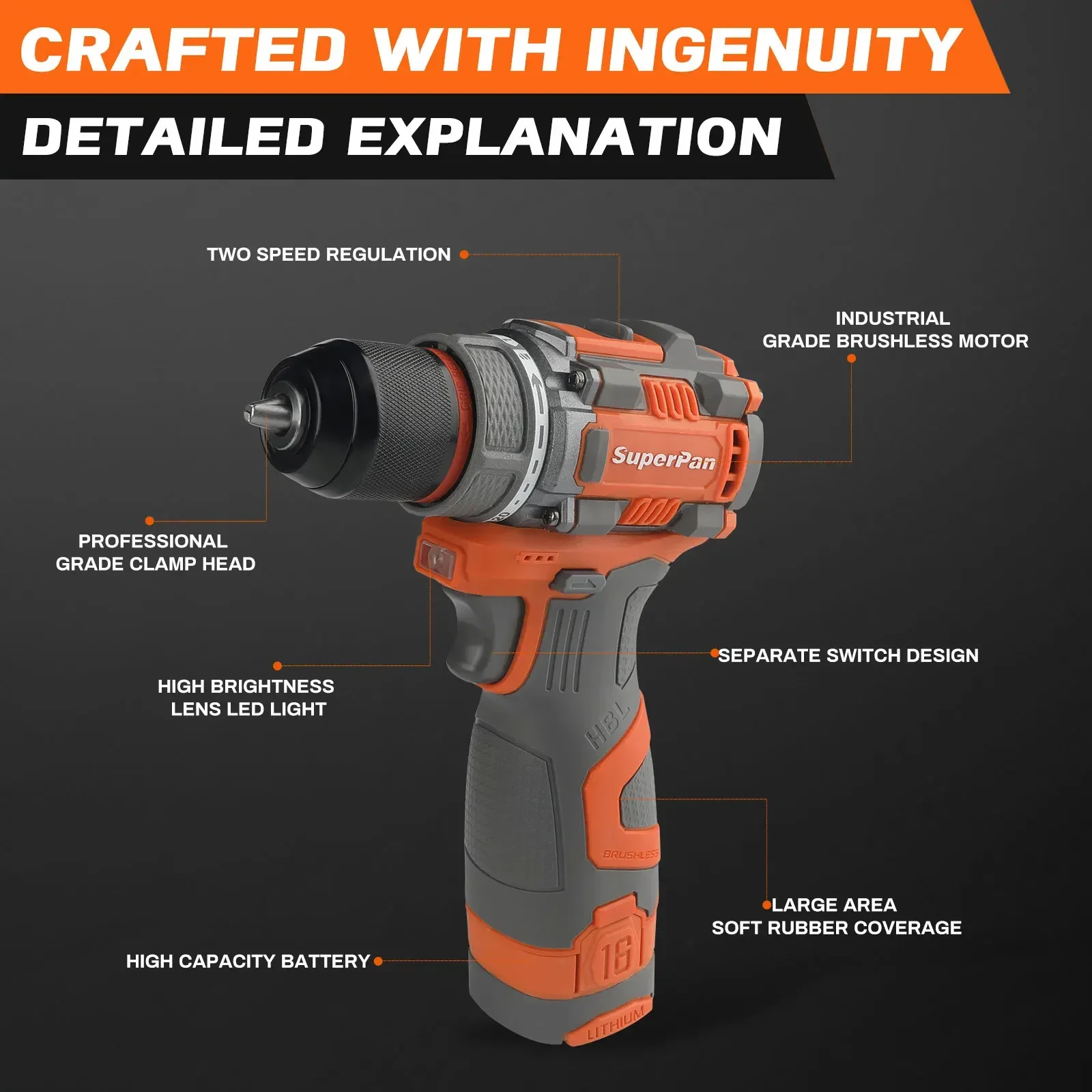 Electric Drill Tool Portable Cordless Rechargeable Impact Original Powerful Drill 16.8V Mini Wireless Power Battery Driver Tools