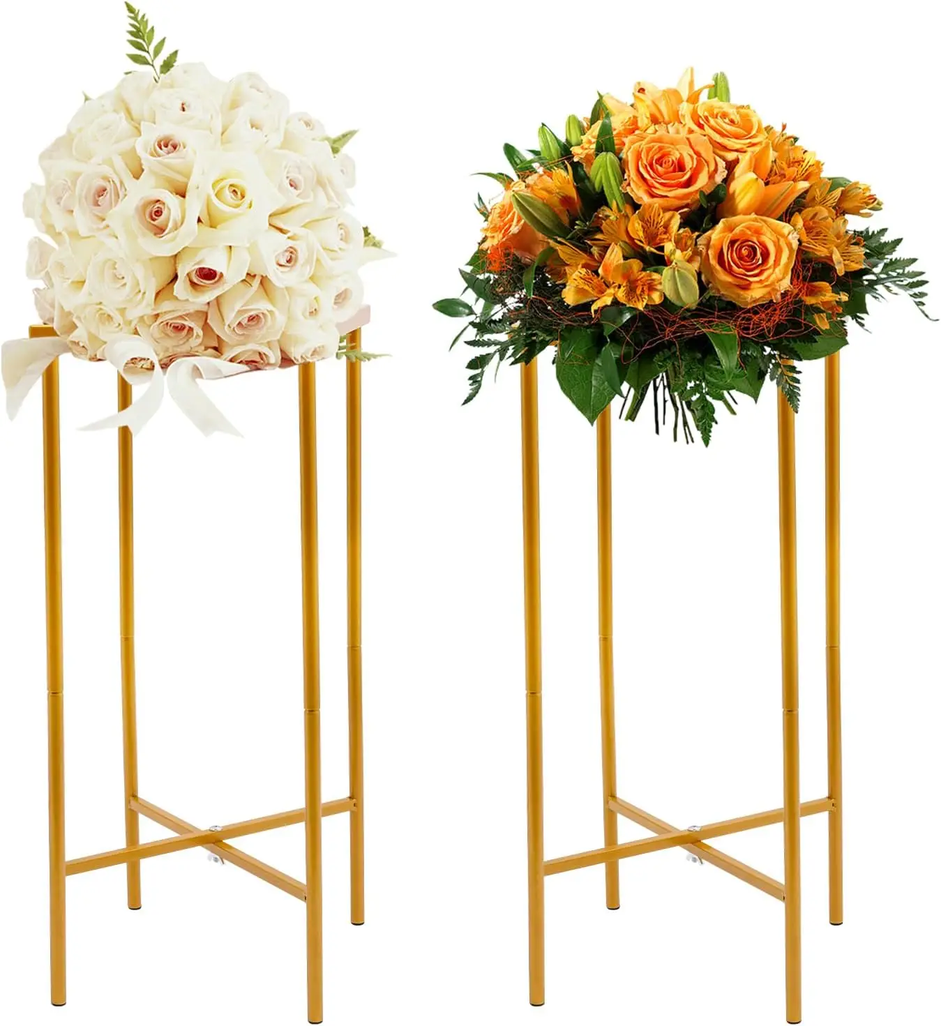 

Высокие свадебные вазы для цветов для центральных элементов, металлическая подставка для цветов из 2 предметов для свадьбы,