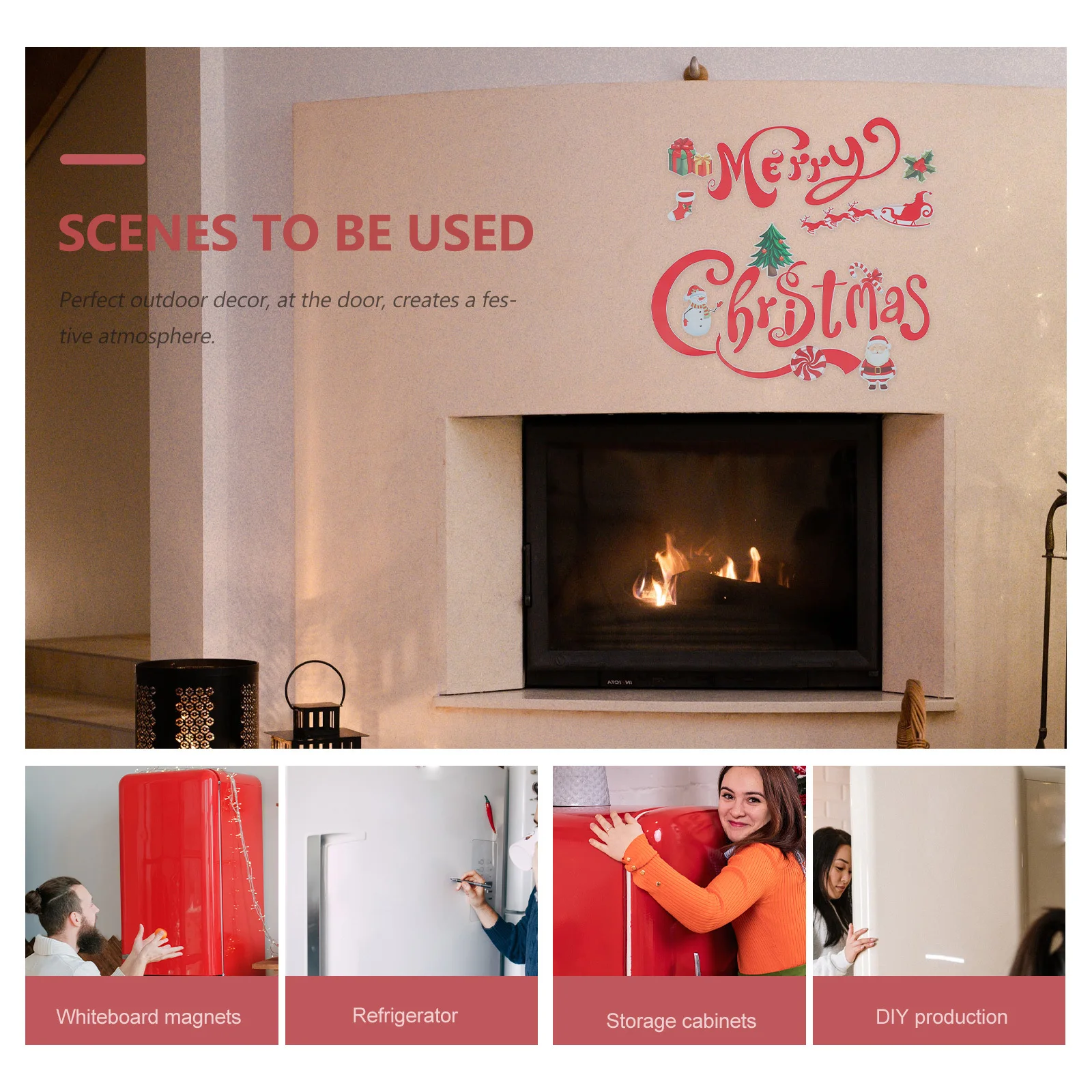 

1Set Christmas Fridge Magnets Creative Cartoon Refrigerator Stickers Festive Kitchen Decor for Holiday Celebration Gift