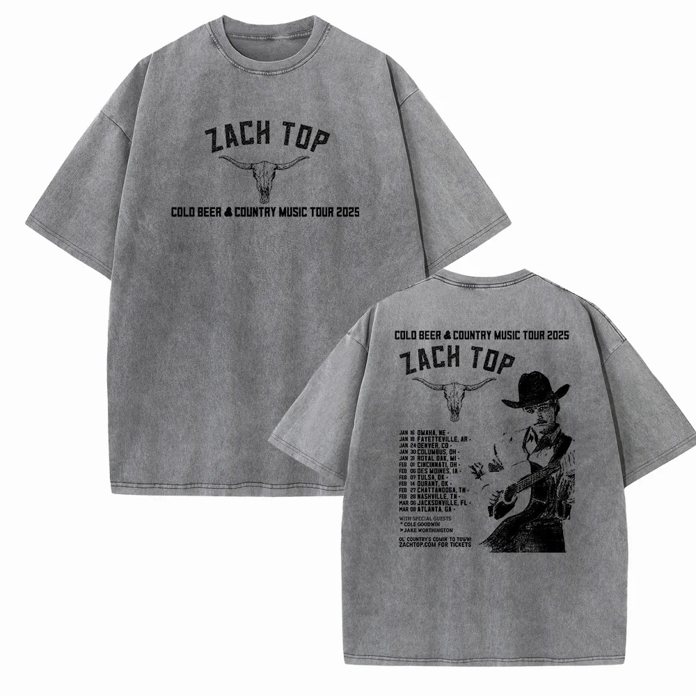 Zach Top Cold Beer & Country Music Tour 2025 Shirts Harajuku Vintage O-Neck Short Sleeve Cotton Man Woman T-Shirts Gift Tops