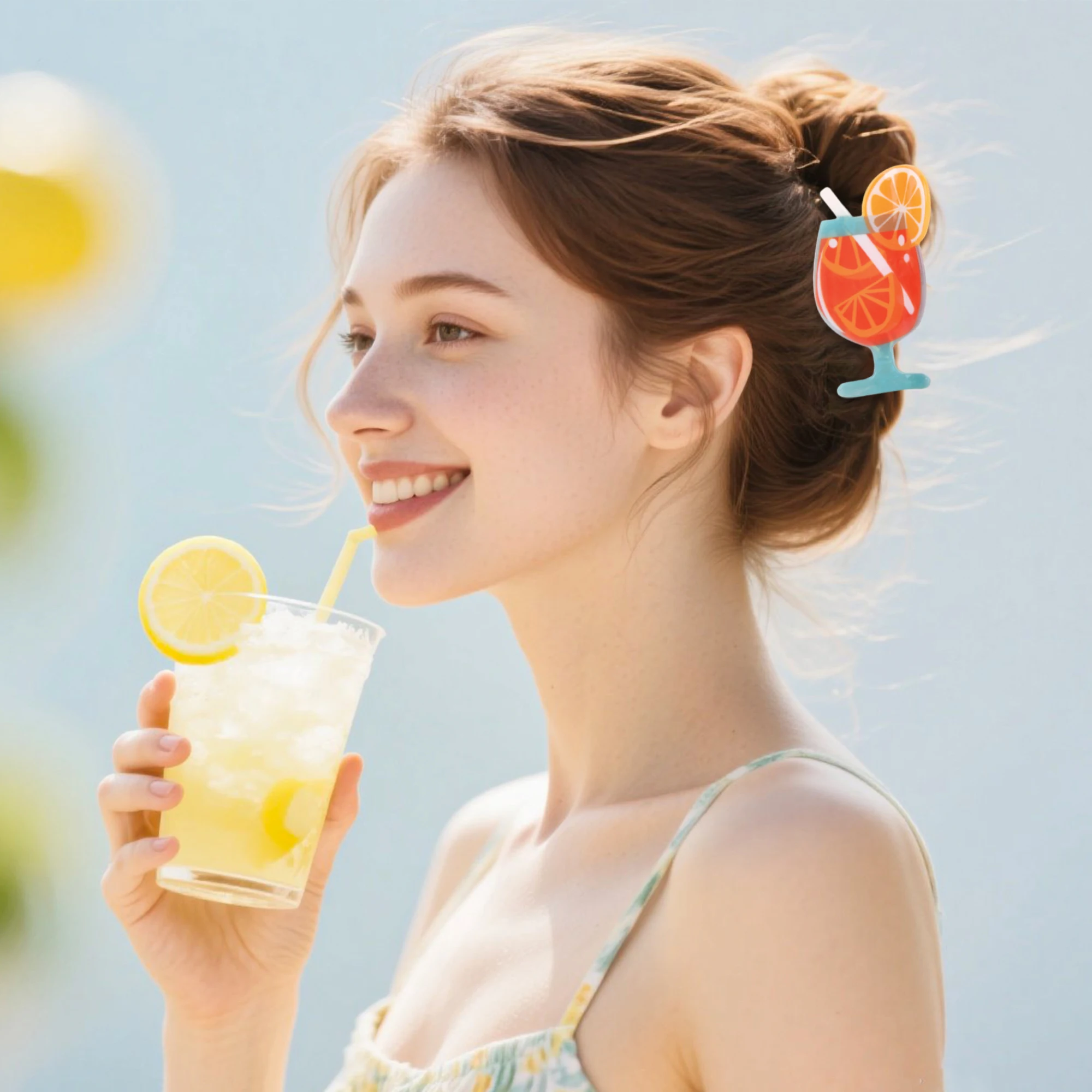 

New Cool Beach Lemon Soda Claw Clip Olive Cocktail Coffee Hair Clip Summer Juice Hair Claw Shark Clip for Girls Hair Accessories