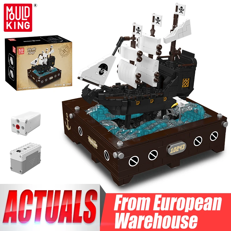 Mould King 10243 Piratenschiff-Spielzeug Das MOC Motorisierte Piratenschiff-Baustein-Set Dynamisches Schiffsmodell-Bausteinset Kinder-Weihnachtsgeschenk