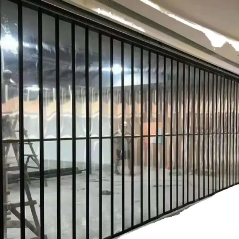 Qifan Aluminum Alloy PVC Commercial Foldable Partition Door Anti-Theft Modern Quick Flexible Space Division for Mall/Villa