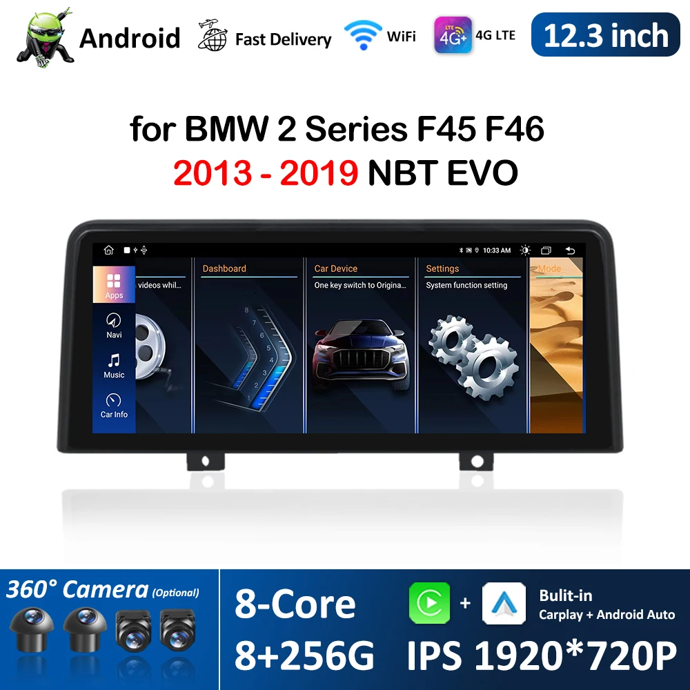 12.3'' for BMW 2 Series F45 F46 2013 - 2019 NBT EVO System Android Car Radio Video Multimedia Player DSP Stereo 4G WiFi GPS Navi