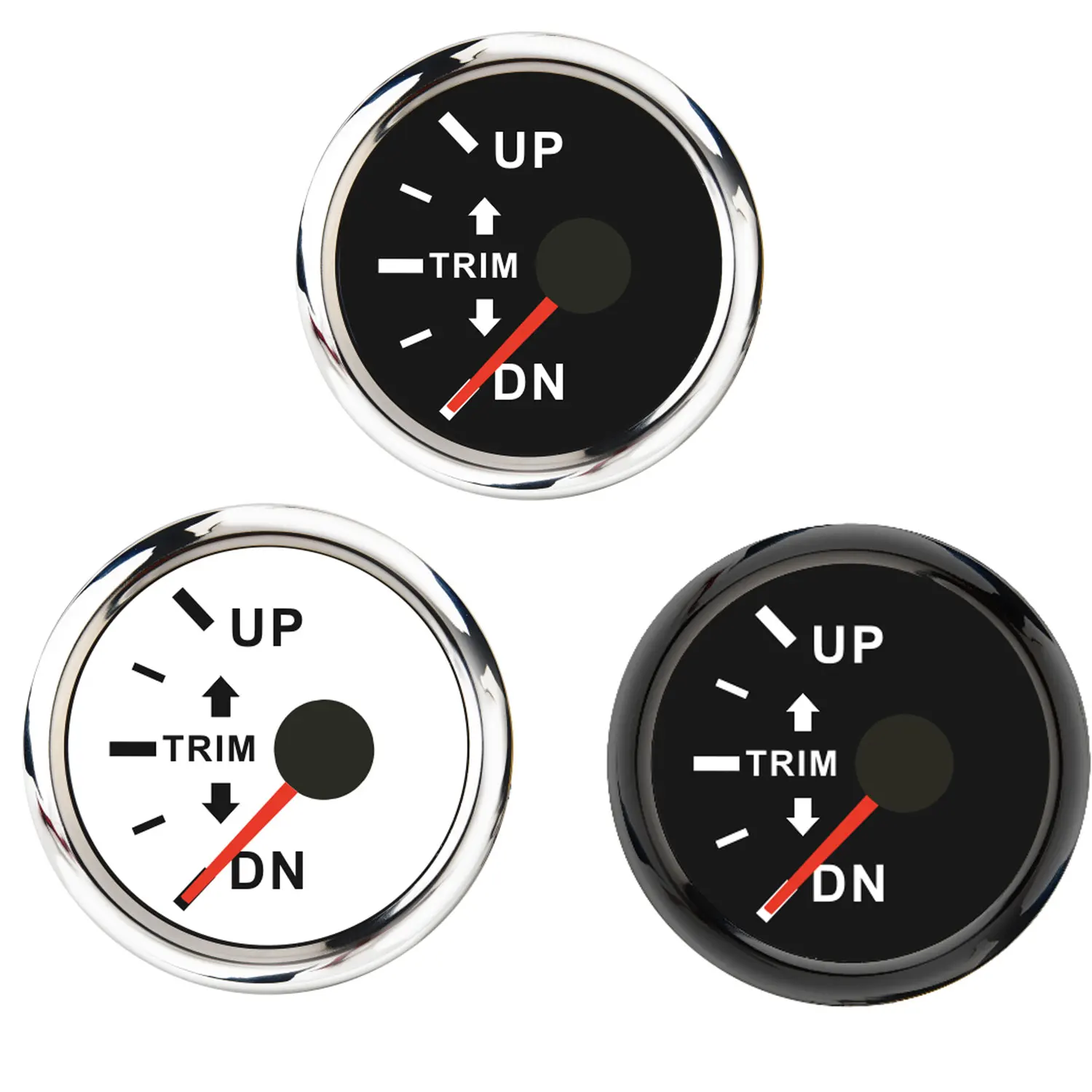 

52mm UP-DN Trim Gauge 0-190ohm Trim Level Gauge Waterproof Left Trim Meter with Red Backlight for Marine Boat 9-32V