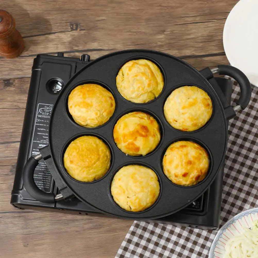 

7/12/19-Hole Cooking Cake Mold,Cast Iron Omelette Pan for Egg Waffle Die cast Baking Tray,Versatile Kitchen Baking Tool