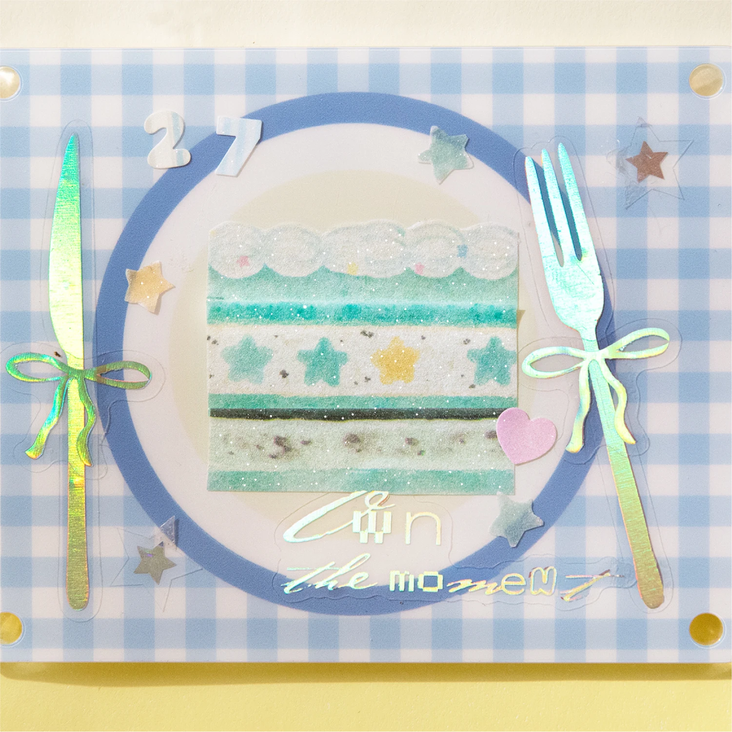 Fita Washi Estética de 15mm x 2m, Série Cake Shop, com Areia Cintilante e Design de Sobremesas Kawaii Estilo Ins Fofo, para Scrapbook DIY