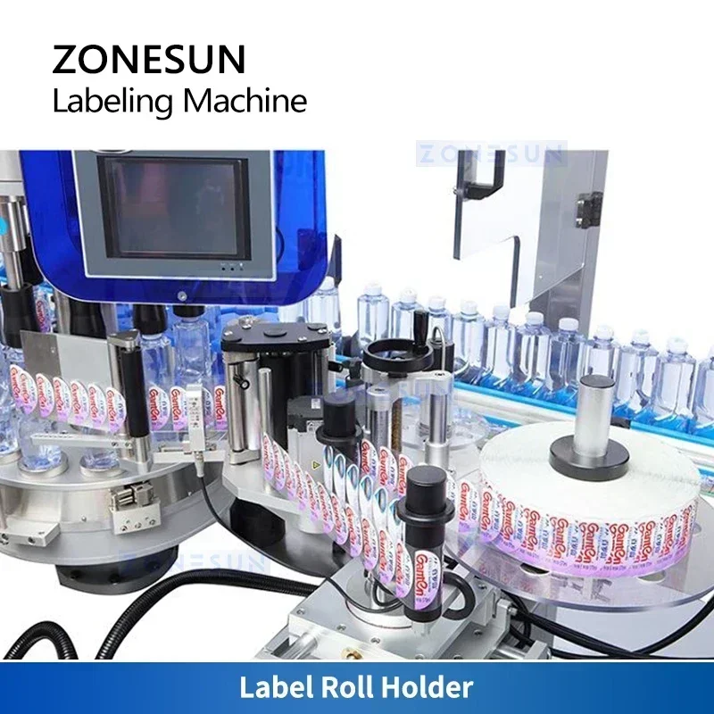 ZONESUN ZS-CYGDP6 Etichettatrice automatica per bottiglie cilindriche rotonde per etichette autoadesive per bevande e imballaggi di acqua minerale