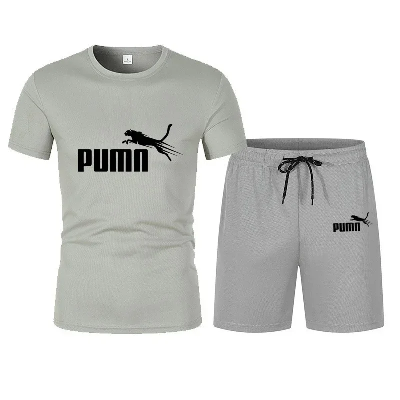 2025 Casual sportkleding voor heren, T-shirt met korte mouwen + trainingspak met korte broek, zomersportkleding, modieuze casual tweedelige set