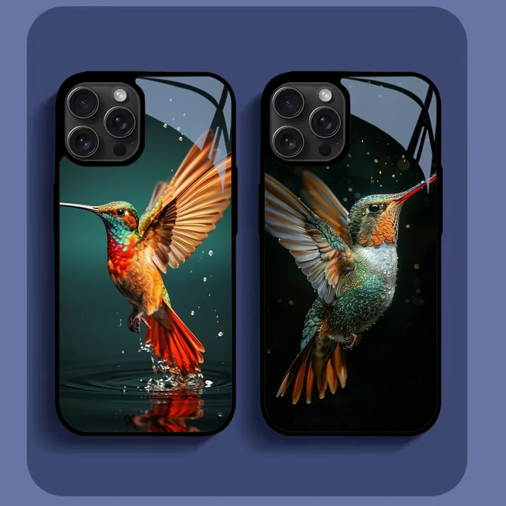 Coque de téléphone Colibri pour iPhone16, 15, 14, 13, 12, 11 Pro, XS Max, Mini, Poly X, 7, 8 Plus, Miroir de luxe, Funda dur