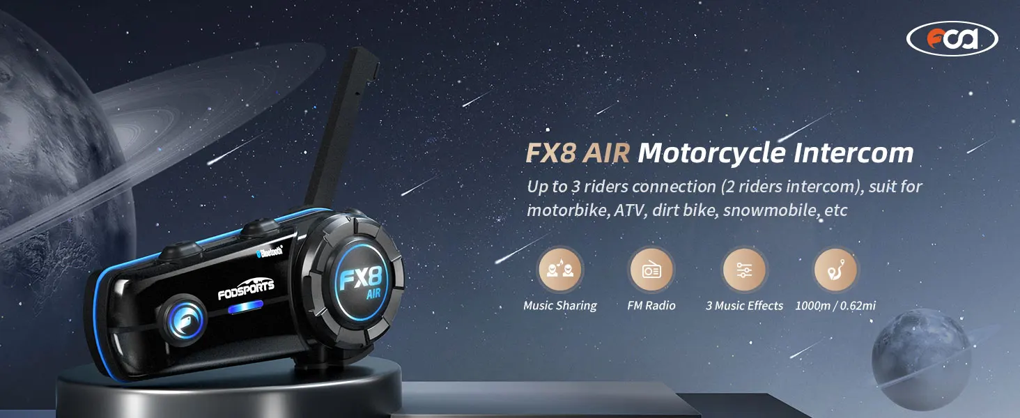2pcs Fodsports FX8 AIR Motorcycle Helmet Intercom Bluetooth Helmet Headset 4 Rider BT Interphone,FM Radio,Share Music