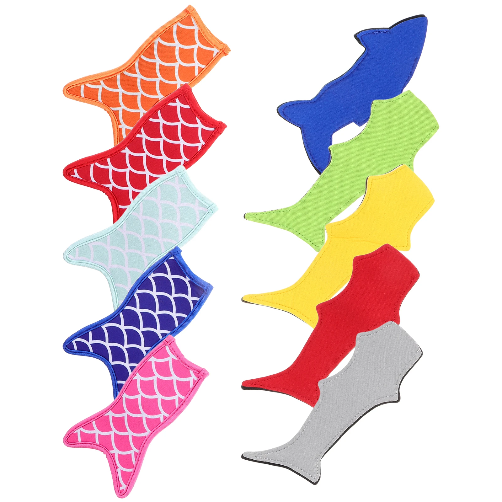 

10pcs Ice Lolly Sleeves Mermaid Shark Design Reusable Holders Insulated Protective Covers For Treats Party