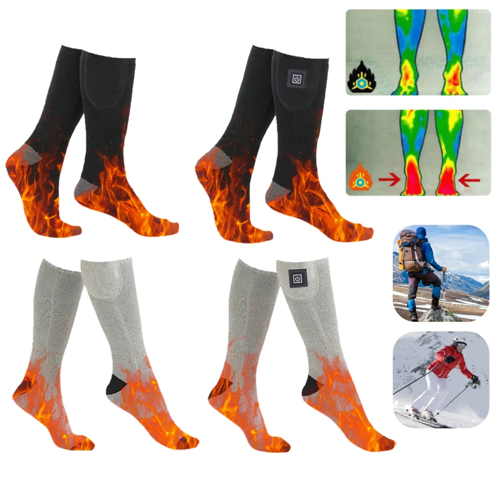 Electric Heated Socks 3 Level Temperature Electric Heating Socks Fast Heating Foot Warmers Washable for Cycling Camping Skating