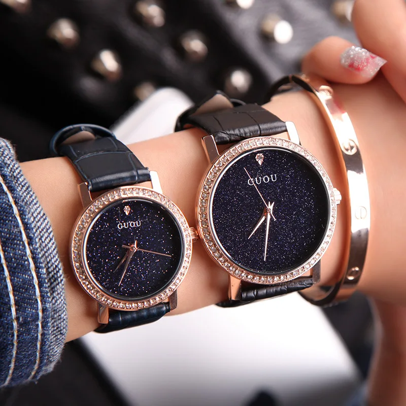 Fashionable women's decorative leather strap watch, purple, Korean style, simple and casual women's watch, women's accessory.