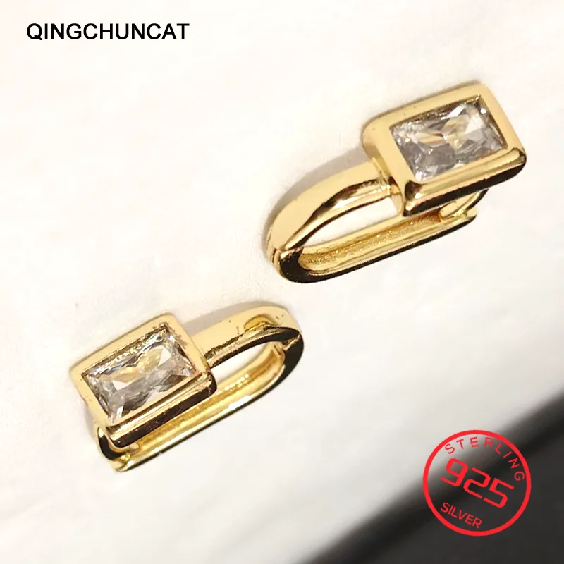 

High Quality Earrings For Women's Wedding Engagement Fine Jewelry Party Gift 925 Sterling Silver Simple Stud Earrings Zircon