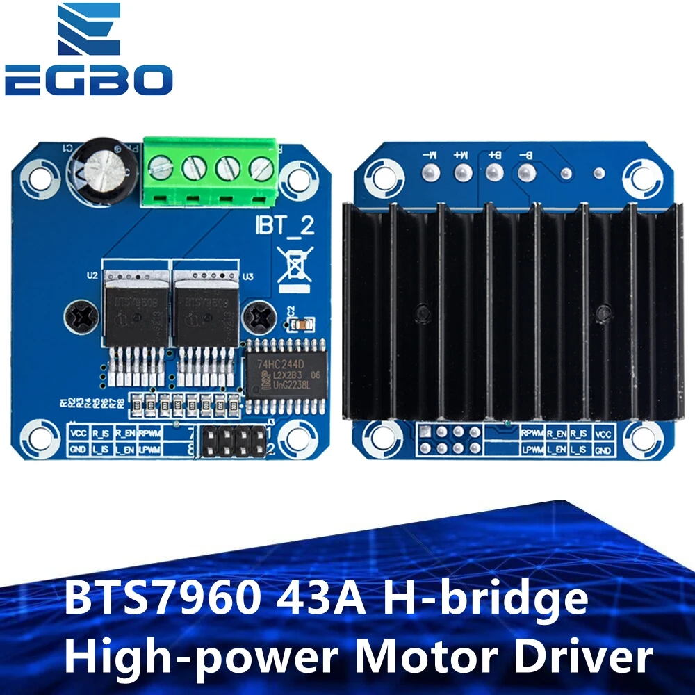 1~2 SZT. Moduł sterownika silnika dużej mocy H-Bridge, DIY Inteligentny Samochód Diagnostyka Prądu dla Arduino, Podwójny BTS7960, 43A, EGBO