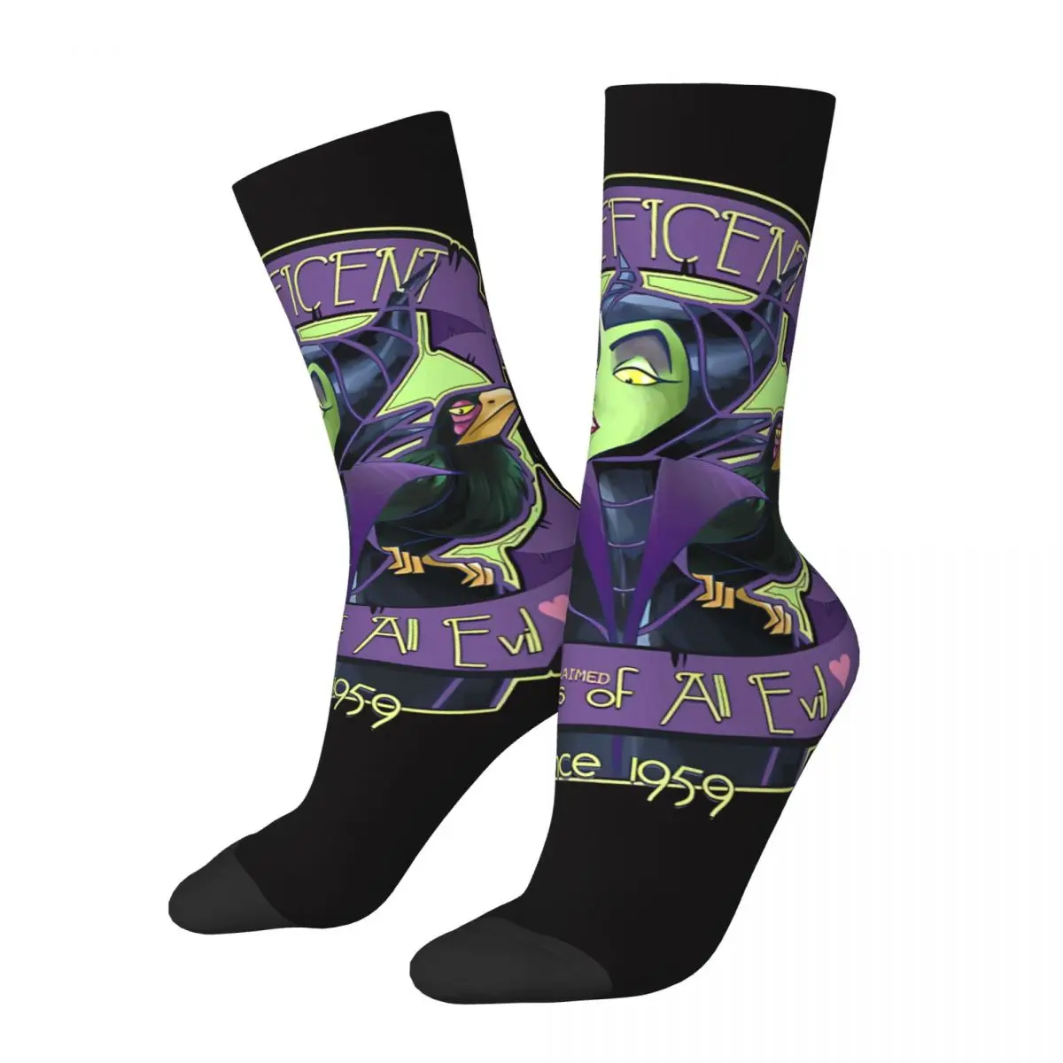 Funny Happy Adorable Men's Socks Retro Harajuku maleficent mistress of evil Hip Hop Novelty Seamless Crew Crazy Sock Gift