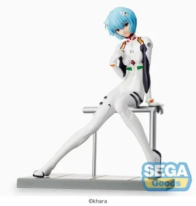 Original SEGA Luminasta Neon Genesis Evangelion Ayanami Rei White Plug Suit Sitting Anime Figure Desktop Decor Collection Gift