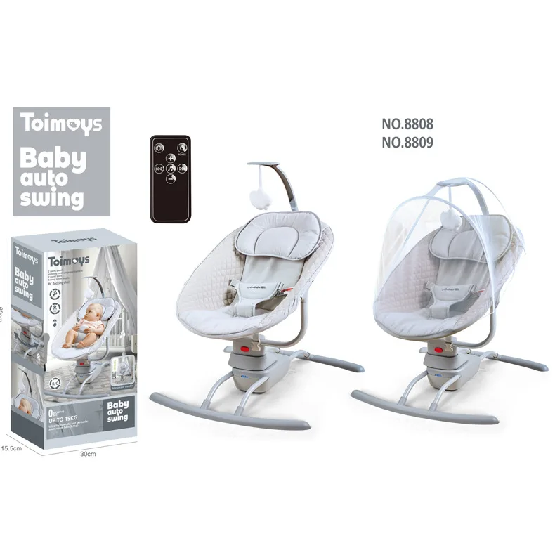 Babyfond Baby rocking chair, newborn electric Bluetooth mosquito net, rocking bed, baby crib, silent cradle style