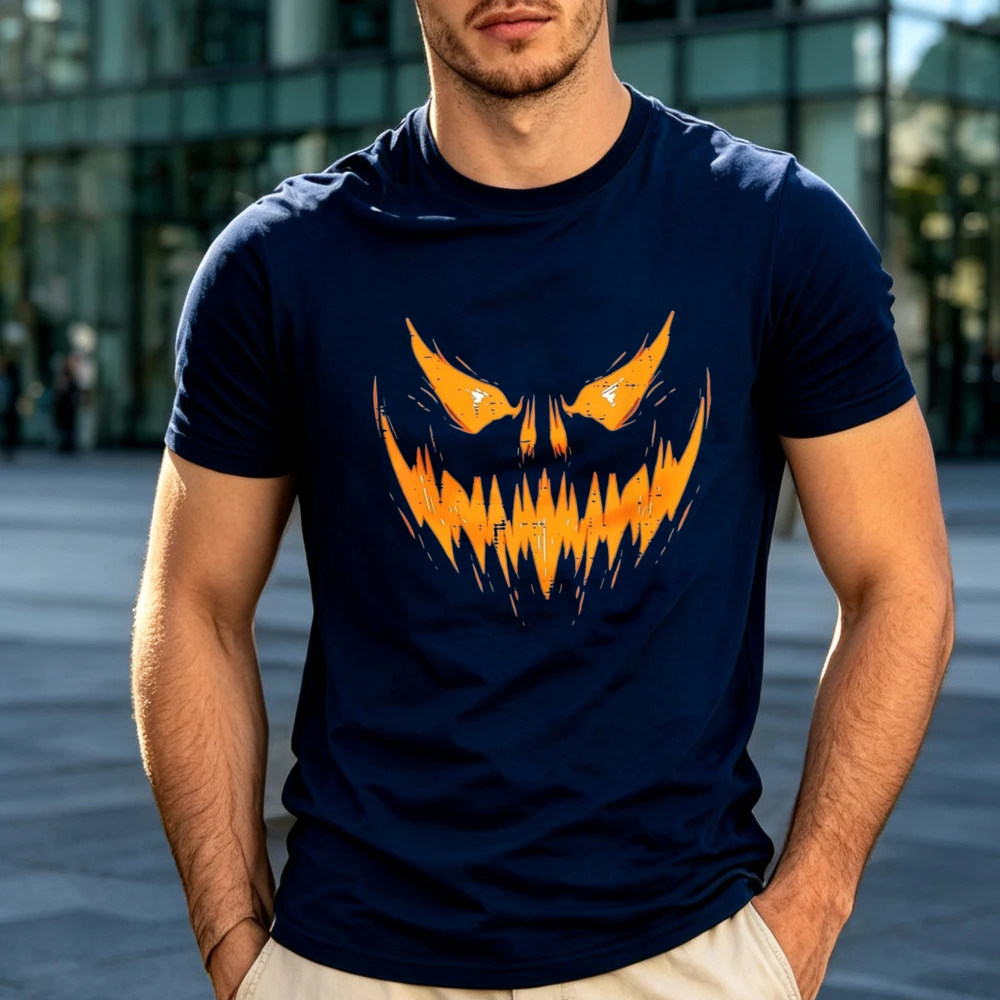Featuring a Halloween-Themed Scary Jack-O'-Lantern Pattern, with a Face Glowing with Orange Light And Sharp Teeth