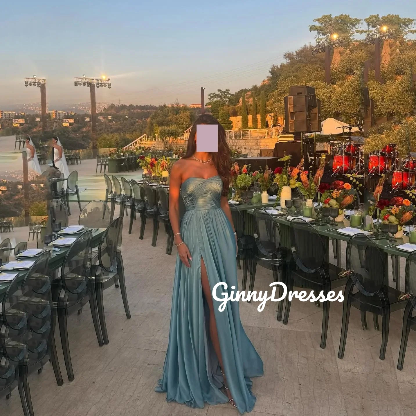 Dubai Luxus-Abendkleid, individuelle A-Linie, trägerlose Cocktailkleider für Damen, bodenlange Rüschenkleider für besondere Anlässe