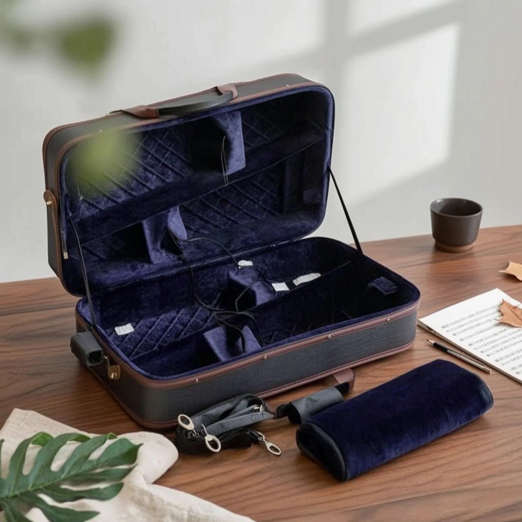 Four-Instrument Violin Case Rectangular Multiple Violin Case Professional Portable for Violinists, Rehearsals, Music Lessons