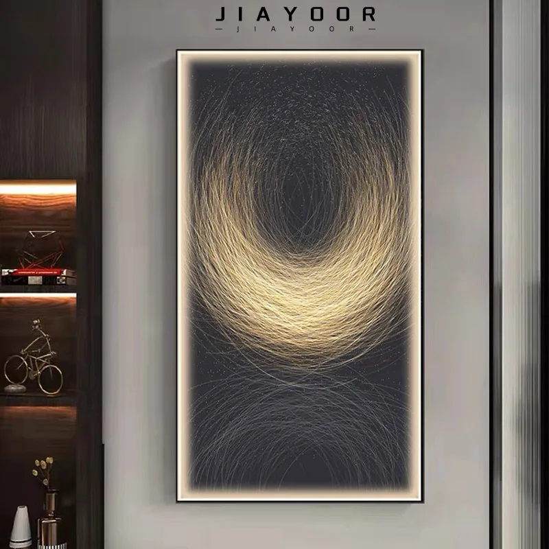Modern Led Rectangular Art Interior Painted Wall Lamp Home Living Room Decoration Wall Lamp 110-220v Remote Control Version