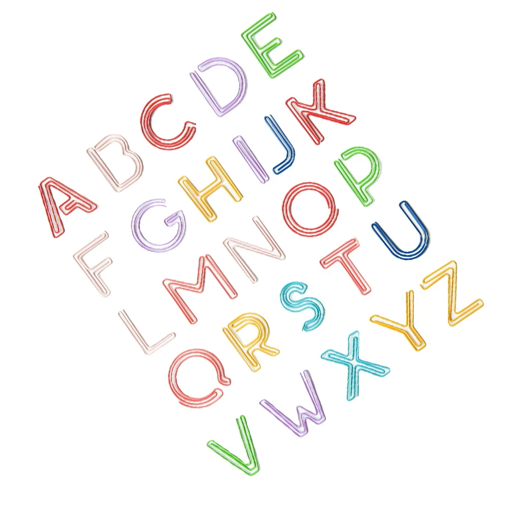 26 قطعة من مشابك الورق الملونة على شكل أبجدي، إشارات مرجعية فريدة من نوعها للوازم المدرسية المكتبية وحاملي مذكرة مزخرفة