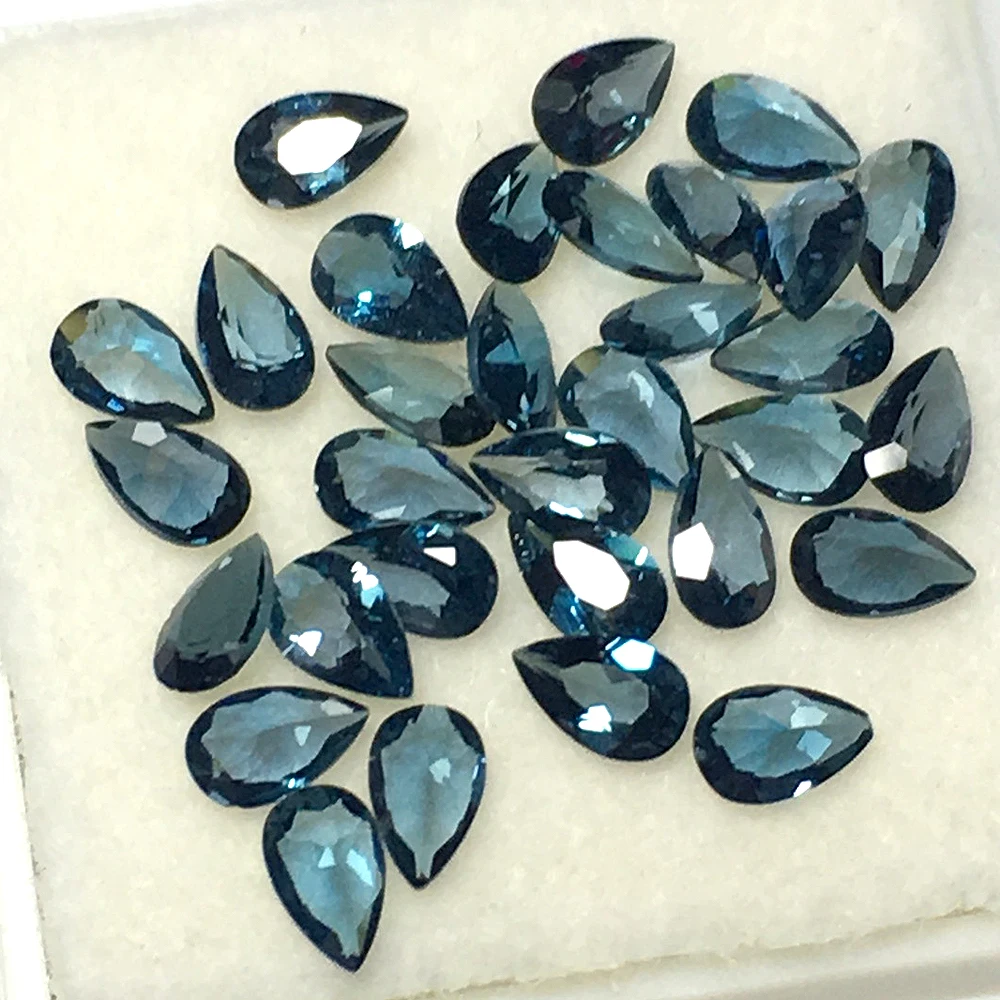 

London Blue Topaz Pear 7x10mm Facet Cut 10pcs/lot Semi-precious Natural Stone Eye Clean Loose Gemstone For Jewelry Making