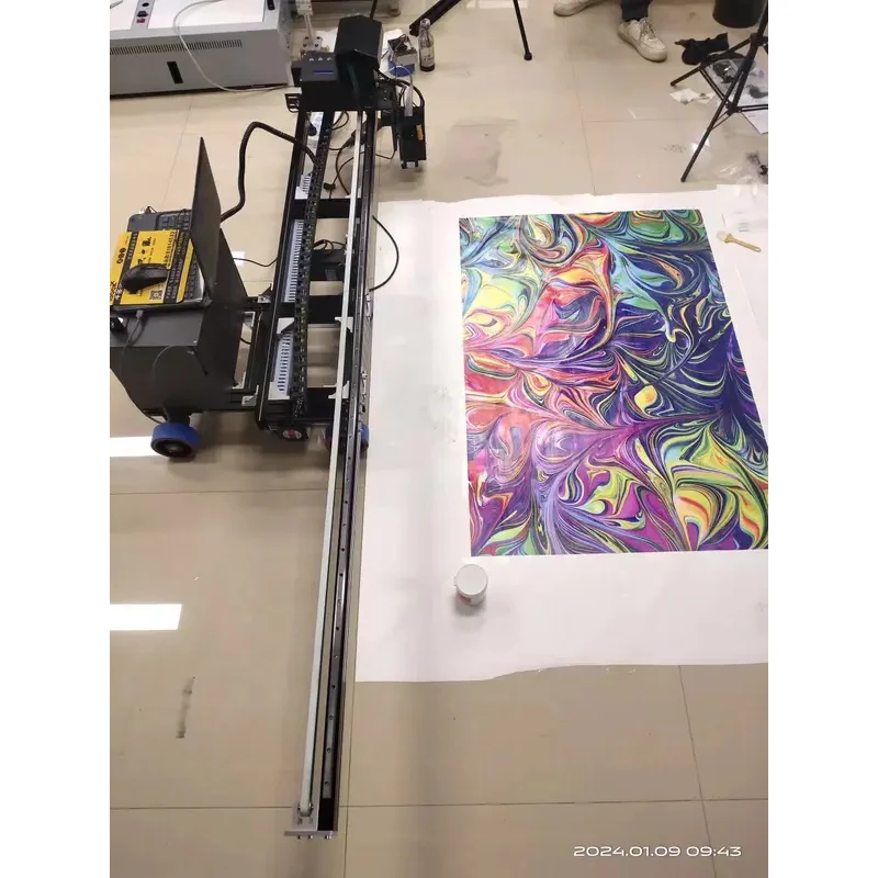 Large format 2-in-1 Wall Floor Printer Automatic 3D UV Ink Vertical inkjet Wall Painting Printer  On The glass tiles white Wall