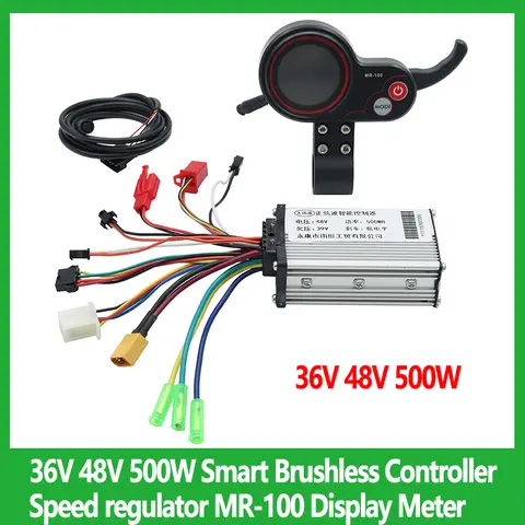 KUGOO M4 전기 스쿠터 액세서리 용 디스플레이 미터가있는 36V/48V 500W 스마트 브러시리스 컨트롤러 속도 조절기 MR-100
