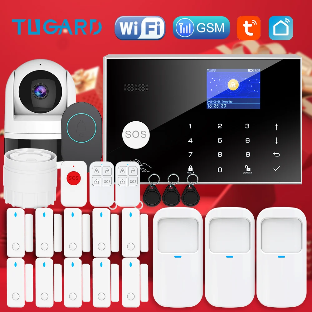 

Профессиональная домашняя сигнализация GSM Wi-Fi Беспроводная охранная сигнализация с датчиком движения двери Smart Life Tuya App Control Security Kit